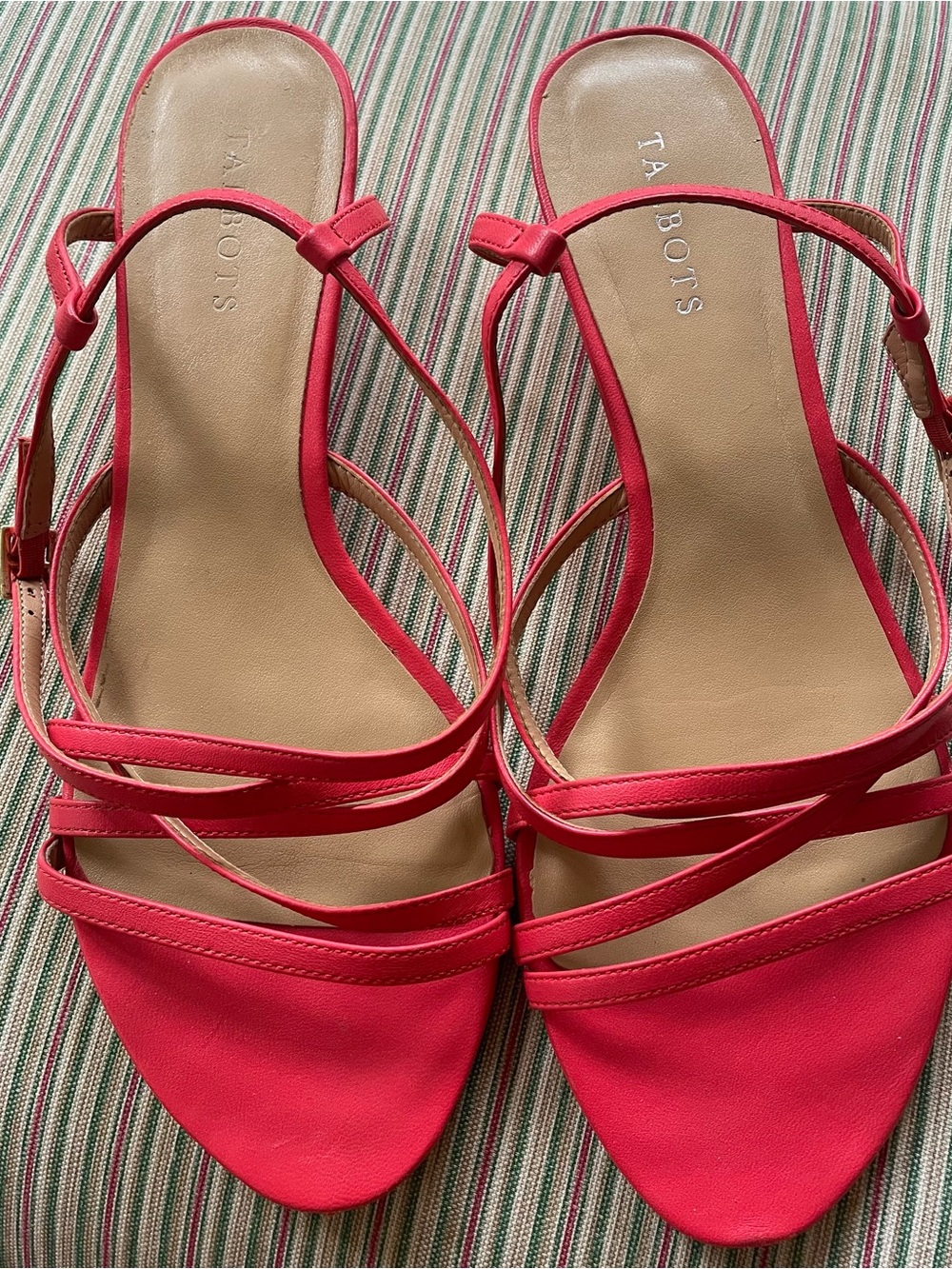 Talbots Coral Pink Strappy Slingback Sandals